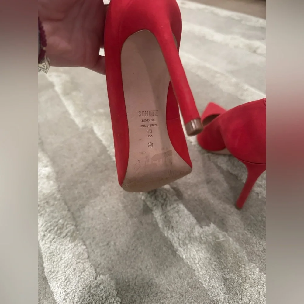 SCHUTZ Vibrant Red Women's Heels in size 6. - Picture 2 of 7